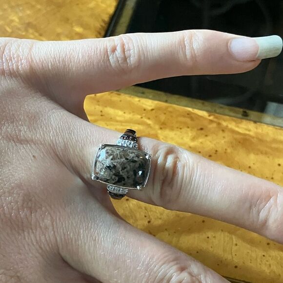 Natural Yooperlite Red Garnet Sterling Silver Ring Size 6 - Picture 4 of 9